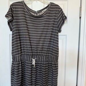 Splendid Collection brand Striped Gray and White Casual romper w/ drawstring XL